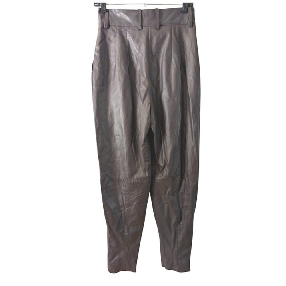 DOLCE GABBANA Leather Pleated High Waisted Trousers Pants Women Made in Italy 42 - Picture 11 of 14